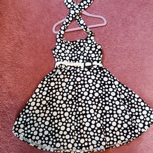 Girls Size 6x Black & White Polka Dot Halter Dress
